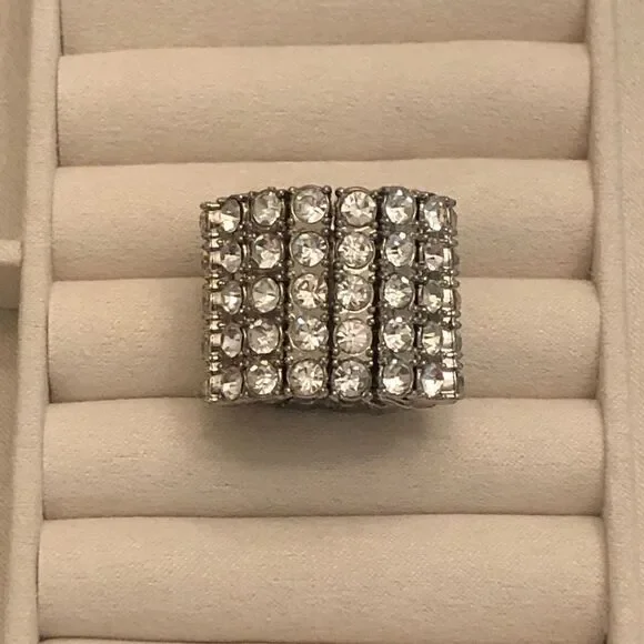 Rhinestone Stretch Column Ring | Size 5 - Picture 2 of 2